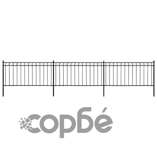 Оградни панели със стойки, стомана, 6x1,3 м, черни ➤ топ цена ➤ sorbe.bg