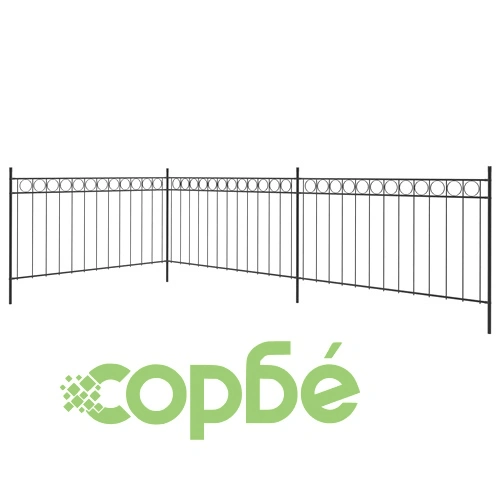 Оградни панели със стойки, стомана, 6x1,3 м, черни ➤ топ цена ➤ sorbe.bg