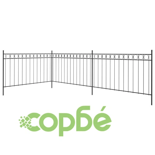 Оградни панели със стойки, стомана, 6x1,5 м, черни  ➤ топ цена ➤ sorbe.bg