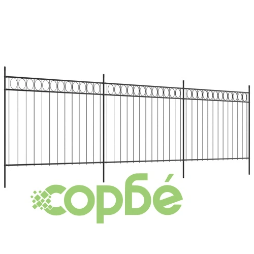 Оградни панели със стойки, стомана, 6x2 м, черни ➤ топ цена ➤ sorbe.bg