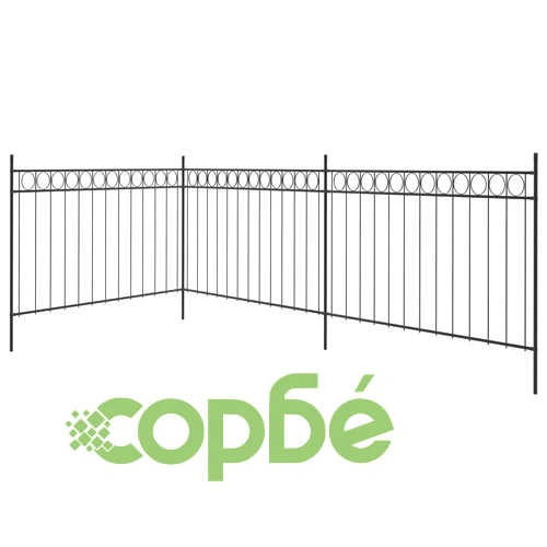 Оградни панели със стойки, стомана, 6x2 м, черни ➤ топ цена ➤ sorbe.bg