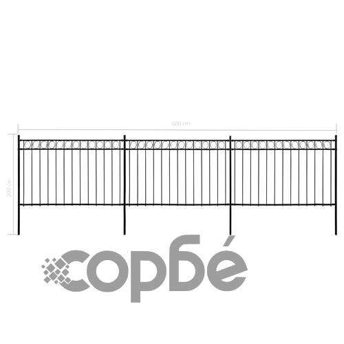 Оградни панели със стойки, стомана, 6x2 м, черни ➤ топ цена ➤ sorbe.bg