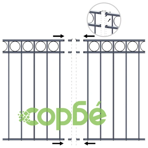 Ограден панел, стомана, 1,96x1,5 м, черен ➤ топ цена ➤ sorbe.bg