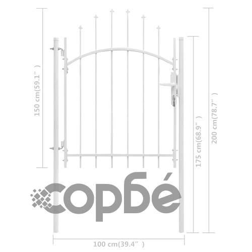 Градинска порта, стомана, 1x2 м, бяла ➤ топ цена ➤ sorbe.bg