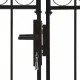 Оградна порта с две врати арковидна стомана 400x175 см черна
