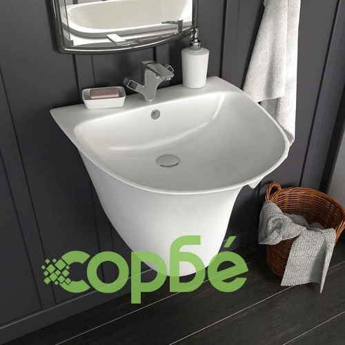Керамична мивка за стенен монтаж, бяла, 470x450x370 мм ➤ топ цена ➤ sorbe.bg