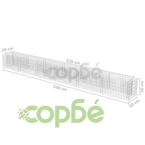 Габион повдигната леха, поцинкована стомана, 540x50x50 cм ➤ топ цена ➤ sorbe.bg