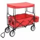 Сгъваема ръчна количка с покривало, стомана, червена