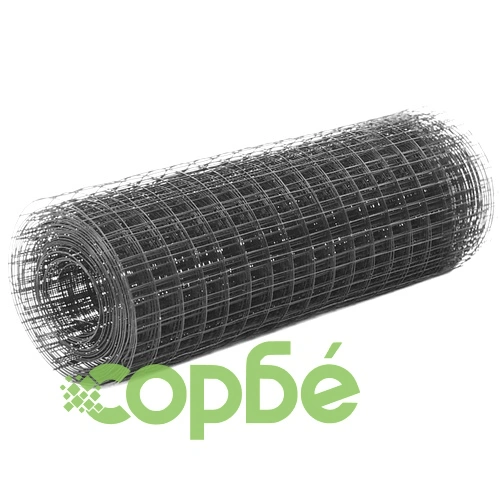 Кокошкарска мрежа, стомана с PVC покритие, 25х0,5 м, сива ➤ топ цена ➤ sorbe.bg