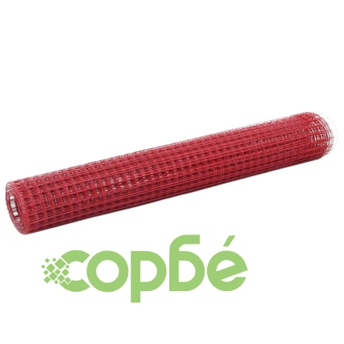 Кокошкарска мрежа, стомана с PVC покритие, 25х1 м, червена ➤ топ цена ➤ sorbe.bg