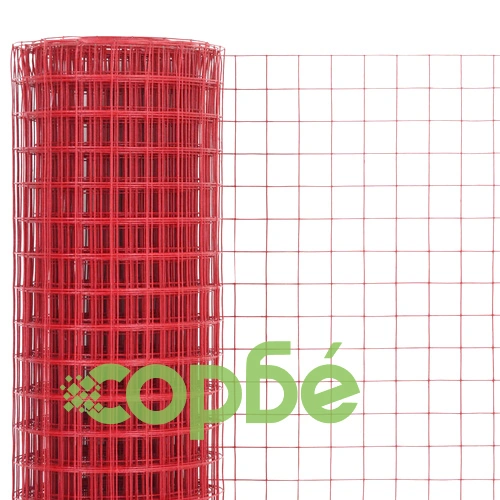Кокошкарска мрежа, стомана с PVC покритие, 25х1 м, червена ➤ топ цена ➤ sorbe.bg