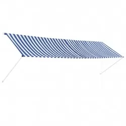 Сенник с падащо рамо, 400x150 см, синьо и бяло