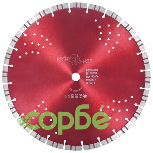 Диамантен режещ диск с турбо и отвори, стомана, 350 мм ➤ топ цена ➤ sorbe.bg