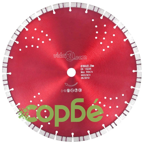 Диамантен режещ диск с турбо и отвори, стомана, 350 мм ➤ топ цена ➤ sorbe.bg
