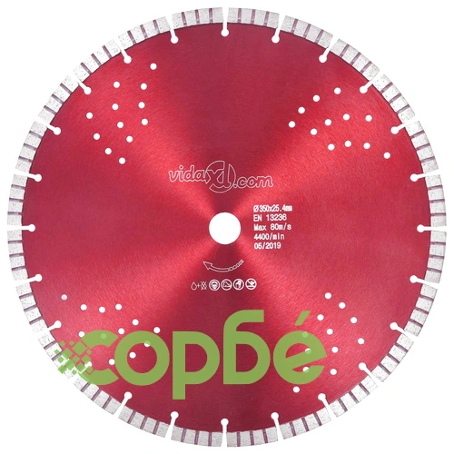 Диамантен режещ диск с турбо и отвори, стомана, 350 мм ➤ топ цена ➤ sorbe.bg