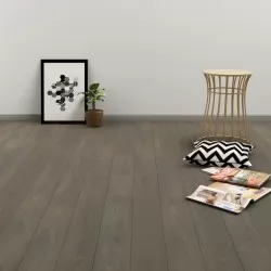 Самозалепващи подови дъски, 4,46 кв.м., 3 мм, PVC, сиво и кафяво