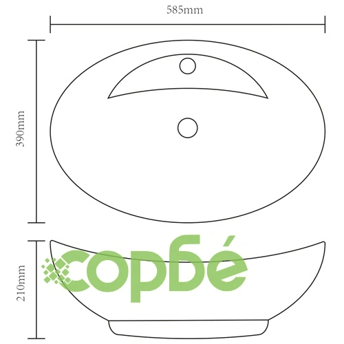 Мивка с преливник, 58,5x39x21 см, керамична, сребриста ➤ топ цена ➤ sorbe.bg