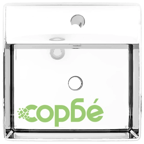 Мивка с преливник, 41x41x15 см, керамична, сребриста ➤ топ цена ➤ sorbe.bg