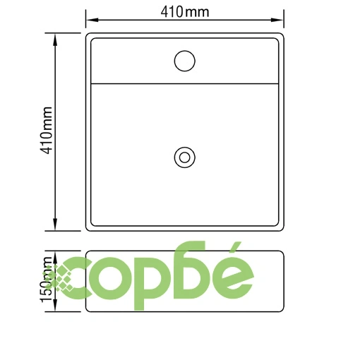 Мивка с преливник, 41x41x15 см, керамична, сребриста ➤ топ цена ➤ sorbe.bg