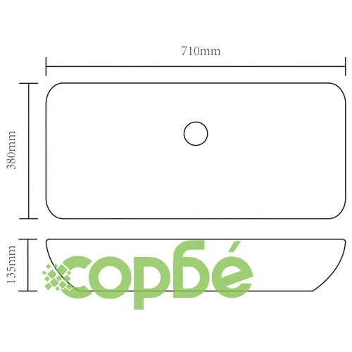 Мивка, 71x38x13,5 см, керамична, сребриста ➤ топ цена ➤ sorbe.bg