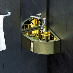 Мивка с преливник, 45x32x12,5 см, керамична, златиста