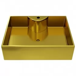 Мивка с отвор за смесител, 48x37x13,5 см, керамична, златиста 