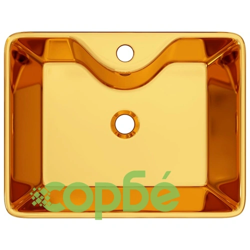 Мивка с отвор за смесител, 48x37x13,5 см, керамична, златиста  ➤ топ цена ➤ sorbe.bg