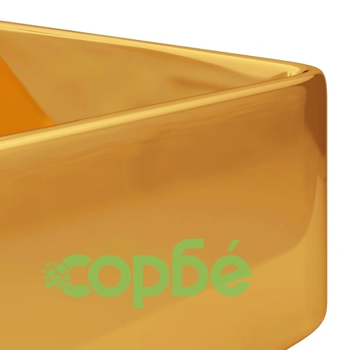 Мивка с отвор за смесител, 48x37x13,5 см, керамична, златиста  ➤ топ цена ➤ sorbe.bg