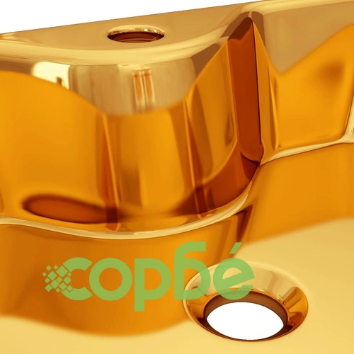 Мивка с отвор за смесител, 48x37x13,5 см, керамична, златиста  ➤ топ цена ➤ sorbe.bg