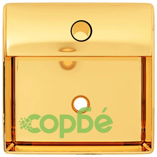 Мивка с отвор за смесител, 38x30x11,5 см, керамична, златиста  ➤ топ цена ➤ sorbe.bg