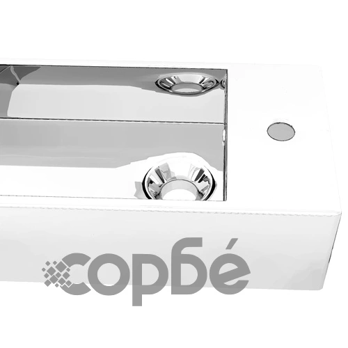 Мивка с преливник, 49x25x15 см, керамична, сребриста ➤ топ цена ➤ sorbe.bg