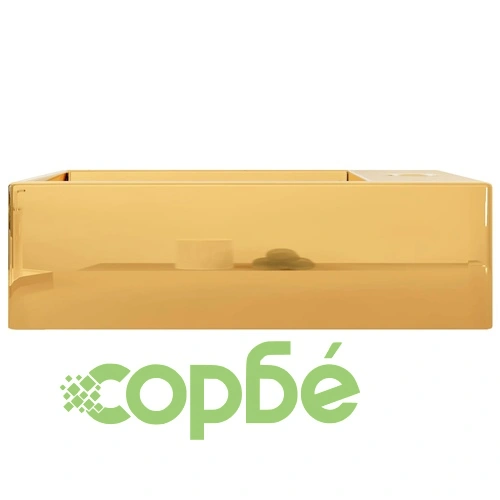 Мивка с преливник, 49x25x15 см, керамична, златиста ➤ топ цена ➤ sorbe.bg