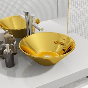 Мивка, 42x14 см, керамична, златиста