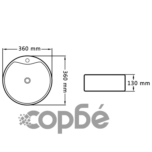 Мивка с преливник, 36x13 см, керамична, бяла ➤ топ цена ➤ sorbe.bg