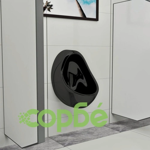 Окачен писоар с промивен кран, керамика, черен ➤ топ цена ➤ sorbe.bg