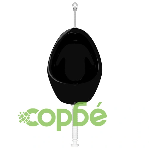 Окачен писоар с промивен кран, керамика, черен ➤ топ цена ➤ sorbe.bg