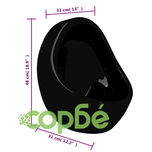 Окачен писоар с промивен кран, керамика, черен ➤ топ цена ➤ sorbe.bg