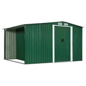 Дворна барака плъзгащи врати зелена 329,5x131x178 см стомана