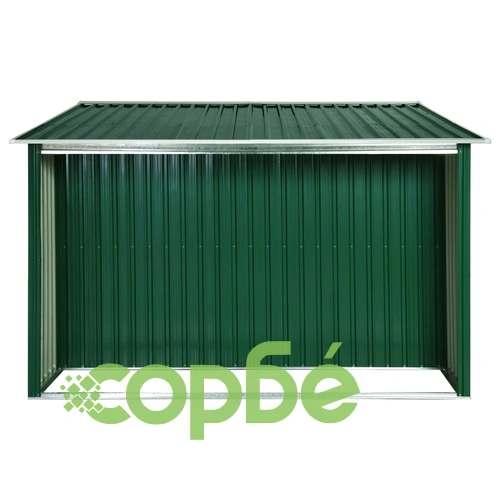 Дворна барака плъзгащи врати зелена 329,5x259x178 см стомана ➤ топ цена ➤ sorbe.bg