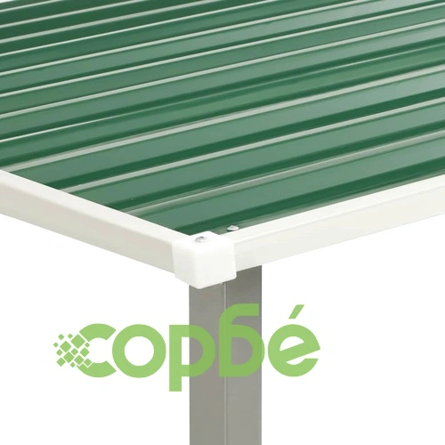 Градинска барака с плъзгащи врати зелена 386x131x178 см стомана ➤ топ цена ➤ sorbe.bg