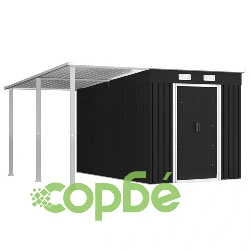 Дворна барака разтегаем покрив антрацит 336x270x181 см стомана ➤ топ цена ➤ sorbe.bg