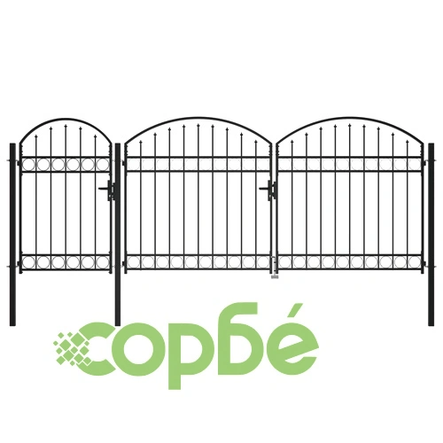 Градинска порта с арковидна горна част стомана 2x4 м черна ➤ топ цена ➤ sorbe.bg