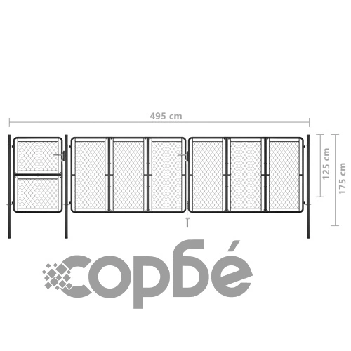 Градинска порта, стомана, 125x495 см, антрацит ➤ топ цена ➤ sorbe.bg