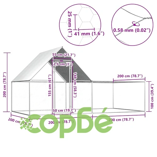 Птичарник, 4x2x2 м, поцинкована стомана ➤ топ цена ➤ sorbe.bg
