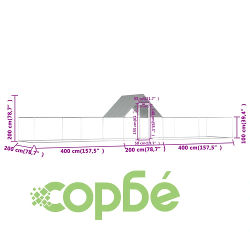 Птичарник, 10x2x2 м, поцинкована стомана ➤ топ цена ➤ sorbe.bg