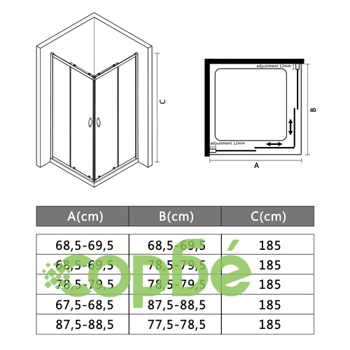 Душ кабина със закалено стъкло, 70x70x185 см ➤ топ цена ➤ sorbe.bg