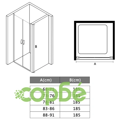 Врати за душ, прозрачно ESG стъкло, 85x185 см ➤ топ цена ➤ sorbe.bg