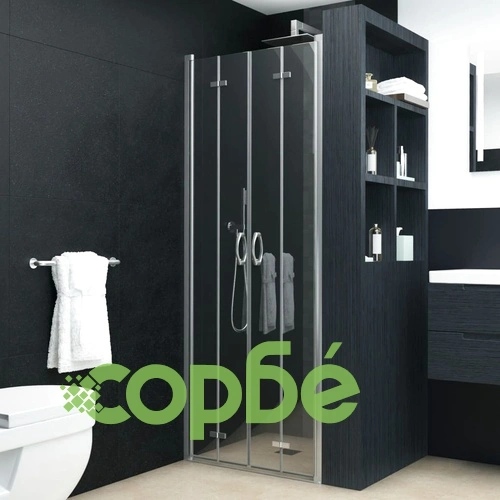 Душ параван хармоника, прозрачно ESG стъкло, 90x185 см ➤ топ цена ➤ sorbe.bg