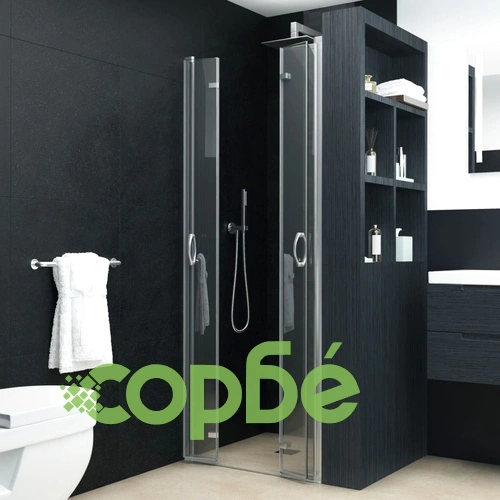Душ параван хармоника, прозрачно ESG стъкло, 95x185 см ➤ топ цена ➤ sorbe.bg