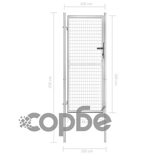 Градинска порта, поцинкована стомана, 105x200 см, сребриста ➤ топ цена ➤ sorbe.bg